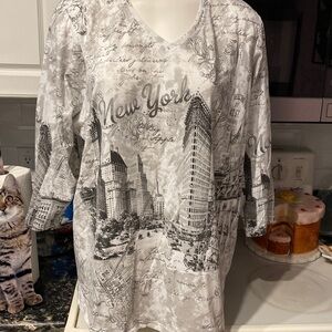 K womens Alia casual 3/4 sleeve stretch plus size top 2X